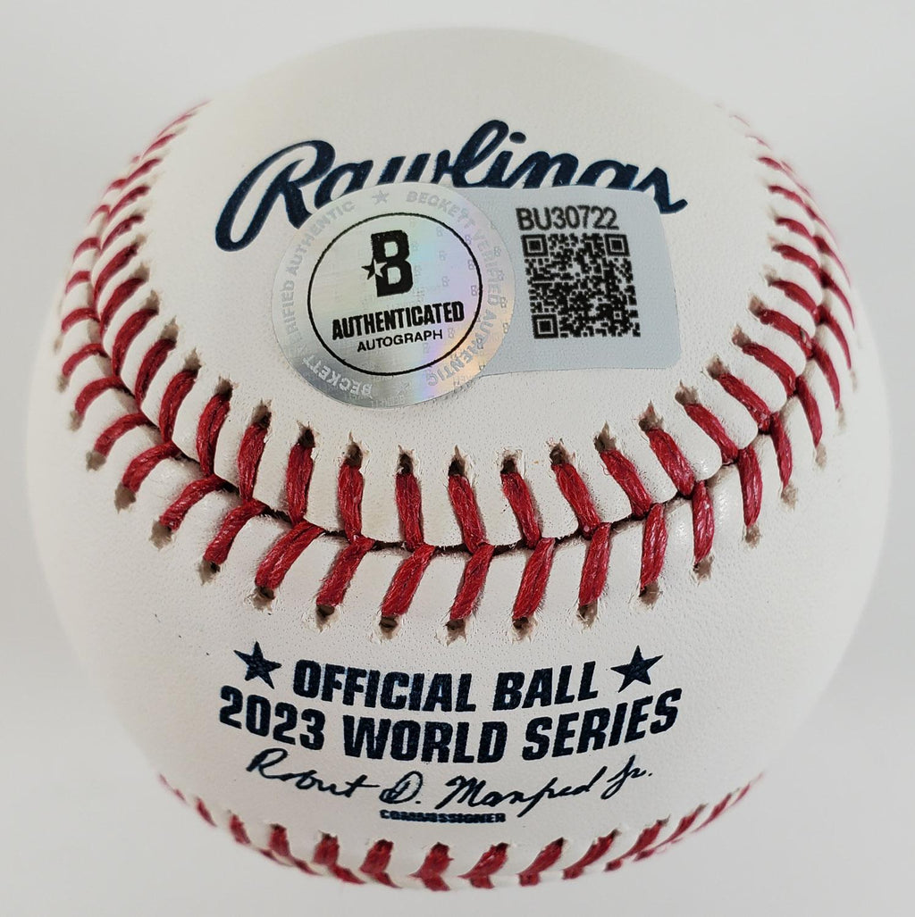 Marcus Semien Signed OML 2023 World Series Baseball (Beckett Certified)